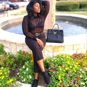 Lace long sleeve blouse. Capri pants, & Booties.